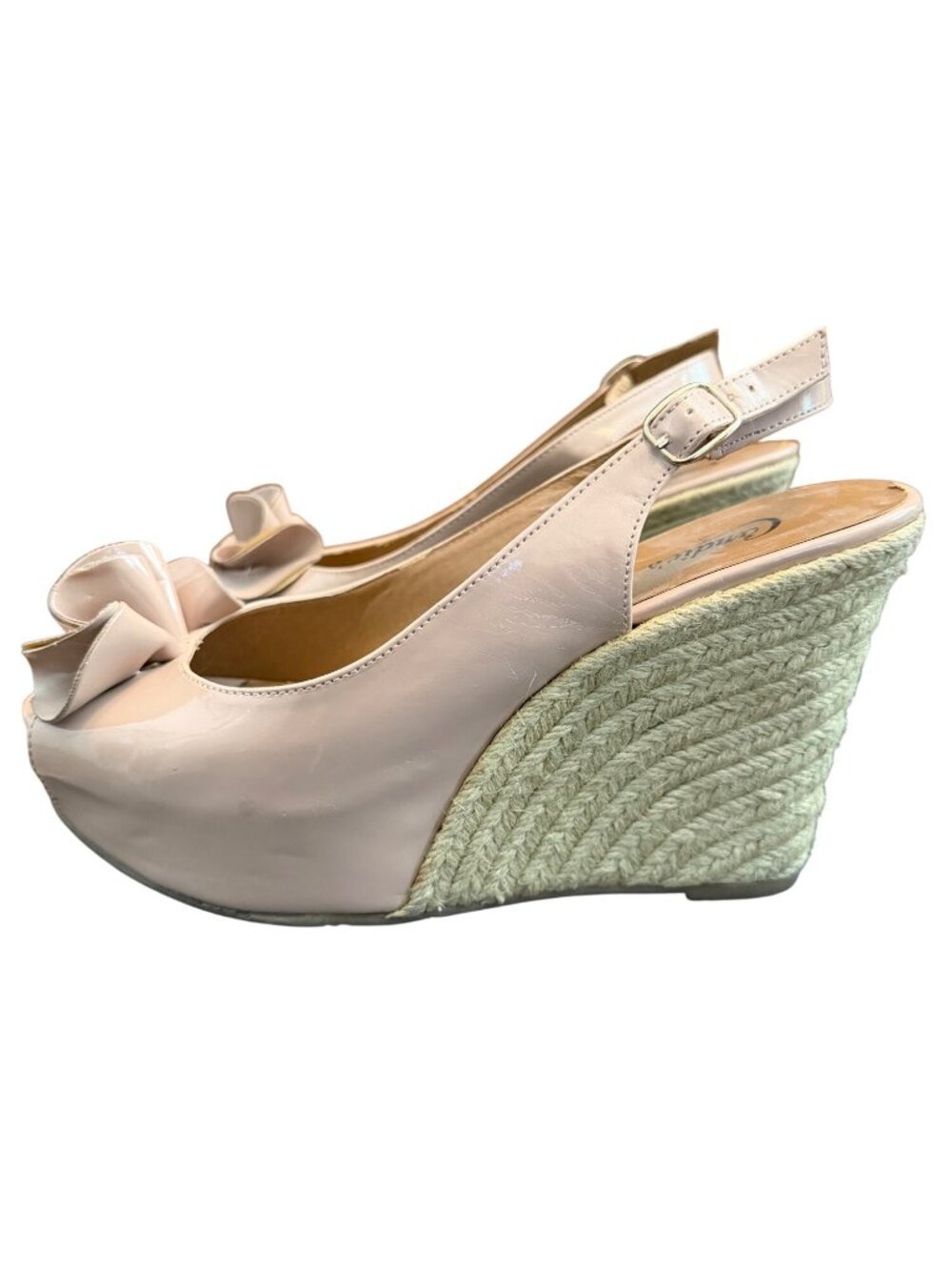 Candies Womens Pink Wedge Sandals Size 10M With Floral Detail & Espadrille Platf